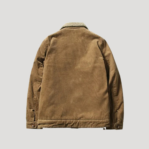 Men Corduroy Jacket Sherpa Lined Button Front Warm