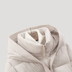 Women Puffer Jacket Hooded Belted Quilted Fit