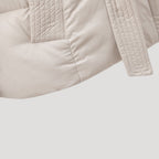 Women Puffer Jacket Hooded Belted Quilted Fit