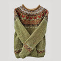 Women’s Nordic Pattern Sweater Long Sleeve Knit Pullover Top